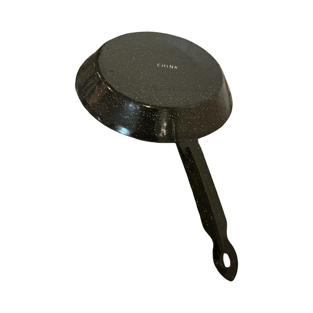 Vintage Style Black Speckled Enamelware Frying Pan 9.5 Inch Skillet Camping‎